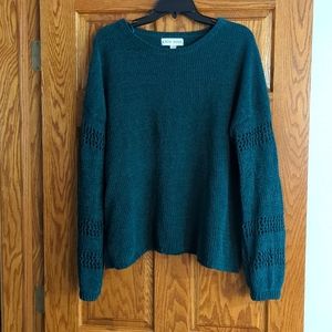 Teal pullover sweater with sleeve details